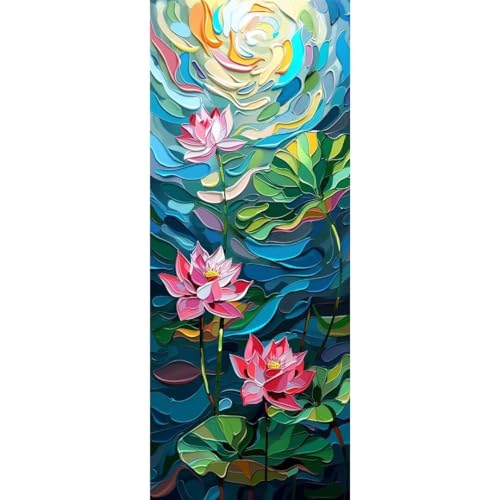 Malen Nach Zahlen Erwachsene Kit, Malen Nach Zahlen Lotus Graffiti Anfänger DIY Paint by Numbers mit Pinseln und Acrylfarben, DIY Handgemalt Ölgemälde Set für Home Wall Deco (Ohne Rahmen) 20x60cm von Cexeqee