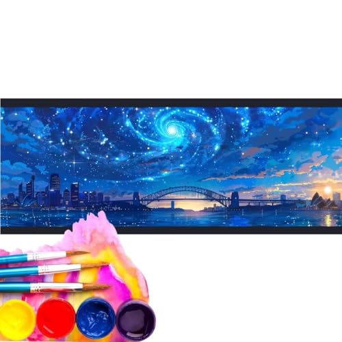 Malen Nach Zahlen Erwachsene Kit, Malen Nach Zahlen Sternenhimmel Brücke Anfänger mit Pinseln und Acrylfarben, DIY Handgemalt Ölgemälde Leinwand Basteln Set für Home Deco (Rahmenlos) 90x180cm wk-539 von Cexeqee