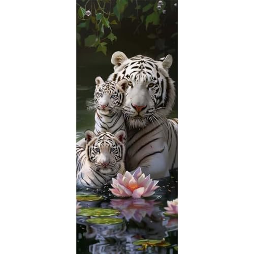 Malen Nach Zahlen Erwachsene Kit, Malen Nach Zahlen Tiger Blume Anfänger DIY Paint by Numbers mit Pinseln und Acrylfarben, DIY Handgemalt Ölgemälde Set für Anfänger, Home Deco (Ohne Rahmen) 40x110cm von Cexeqee