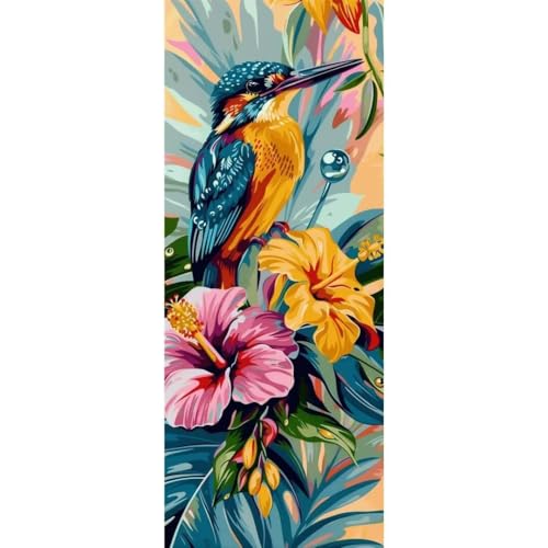 Malen Nach Zahlen Erwachsene Kit, Malen Nach Zahlen Vogel Blume Anfänger DIY Paint by Numbers mit Pinseln und Acrylfarben, DIY Handgemalt Ölgemälde Set für Anfänger, Home Deco (Ohne Rahmen) 40x110cm von Cexeqee