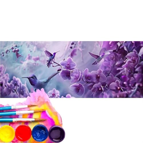 Malen Nach Zahlen Erwachsene Kit, Malen Nach Zahlen Vogel Blume Anfänger mit Pinseln und Acrylfarben, DIY Handgemalt Ölgemälde Basteln Set für Anfänger für Home Wall Deco (Rahmenlos) 50x100cm wk-55 von Cexeqee