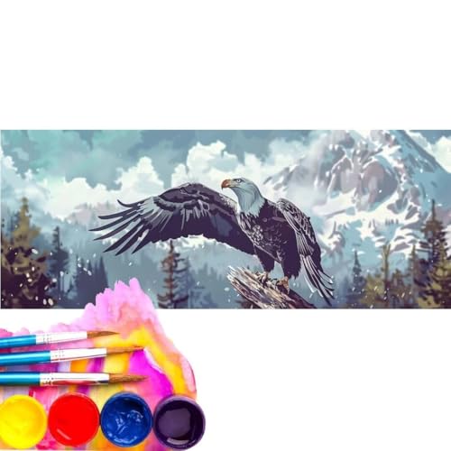 Malen Nach Zahlen Erwachsene Kit, Malen Nach Zahlen Wald Adler Anfänger mit Pinseln und Acrylfarben, DIY Handgemalt Ölgemälde Basteln Set für Anfänger für Home Wall Deco (Rahmenlos) 50x100cm wk-139 von Cexeqee