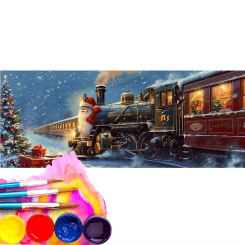 Malen Nach Zahlen Erwachsene Kit, Malen Nach Zahlen Weihnachten Anfänger mit Pinseln und Acrylfarben, DIY Handgemalt Ölgemälde Leinwand Basteln Set für Anfänger für Home Deco (Rahmenlos) 30x60cm wk-39 von Cexeqee