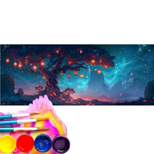 Malen Nach Zahlen Erwachsene Kit, Malen Nach Zahlen Wunderland Baum Anfänger mit Pinseln und Acrylfarben,DIY Handgemalt Ölgemälde Basteln Set für Anfänger für Home Wall Deco (Rahmenlos) 20x60cm wk-71 von Cexeqee