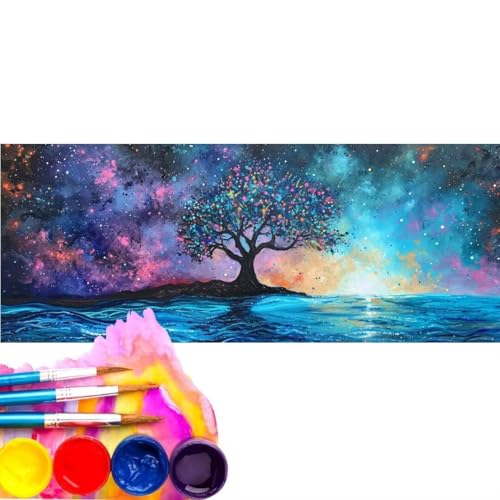 Malen Nach Zahlen Fantasie Baum DIY Malen nach Zahlen für Erwachsene, DIY Öl Leinwand Gemälde Anfänger, DIY Malen Nach Zahlen mit Pinseln und Acrylfarben,für Home Wall Décor (Rahmenlos) 60x120cm wk-60 von Cexeqee