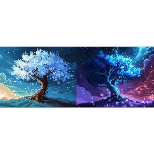 Malen Nach Zahlen Fantasie Baum DIY Malen nach Zahlen für Erwachsene, DIY Öl Leinwand Gemälde Anfänger,DIY Malen Nach Zahlen mit Pinseln und Acrylfarben, für Home Wall Décor (Ohne Rahmen) 90x260cm von Cexeqee