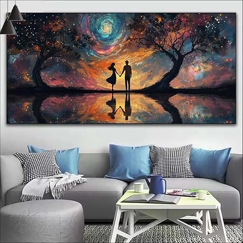 Malen Nach Zahlen Fantasie DIY Malen nach Zahlen Pärchen für Erwachsene,DIY Öl Leinwand Gemälde Anfänger,DIY Malen Nach Zahlen mit Pinseln und Acrylfarben,für Wall Décor (Ohne Rahmen) 80x220cm V-194 von Cexeqee