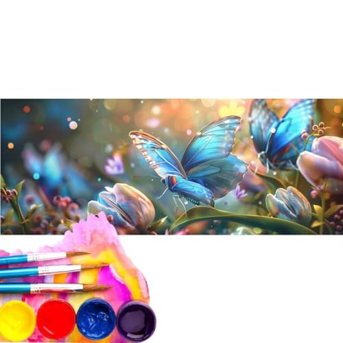 Malen Nach Zahlen Fantasie Schmetterling DIY Malen nach Zahlen für Erwachsene, DIY Öl Leinwand Gemälde Anfänger, Malen Nach Zahlen mit Pinseln und Acrylfarben,für Home Décor (Rahmenlos) 30x60cm wk-568 von Cexeqee