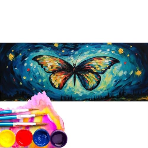 Malen Nach Zahlen Fantasie Schmetterling DIY Malen nach Zahlen für Erwachsene, DIY Öl Leinwand Gemälde Anfänger, Malen Nach Zahlen mit Pinseln und Acrylfarben,für Home Décor (Rahmenlos) 40x80cm wk-578 von Cexeqee