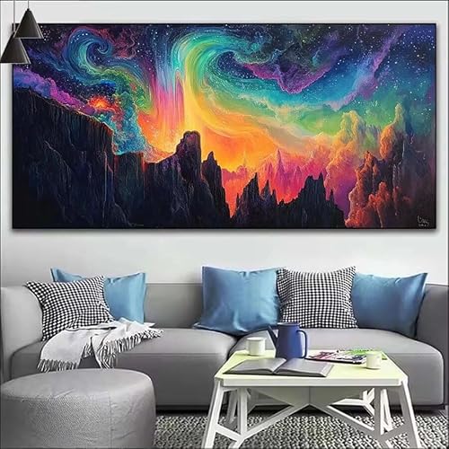 Malen Nach Zahlen Farbe DIY Malen nach Zahlen Wolken für Erwachsene, DIY Öl Leinwand Gemälde Anfänger, DIY Malen Nach Zahlen mit Pinseln und Acrylfarben, für Wall Décor (Ohne Rahmen) 60x180cm V-492 von Cexeqee