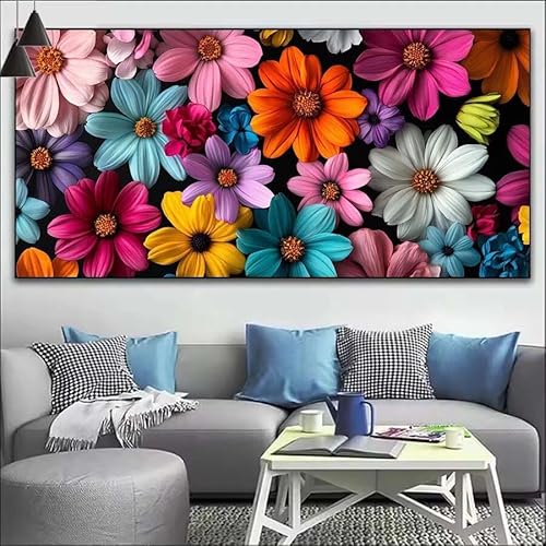 Malen Nach Zahlen Farbenfroh DIY Malen nach Zahlen Blume für Erwachsene,DIY Öl Leinwand Gemälde Anfänger,DIY Malen Nach Zahlen mit Pinseln und Acrylfarben,für Wall Décor (Ohne Rahmen) 90x260cm V-190 von Cexeqee