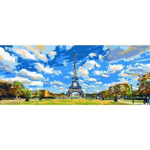 Malen Nach Zahlen Frankreich Landschaft DIY Malen nach Zahlen für Erwachsene, DIY Öl Leinwand Gemälde Anfänger,DIY Malen Nach Zahlen mit Pinseln und Acrylfarben, für Home Décor (Ohne Rahmen) 80x220cm von Cexeqee