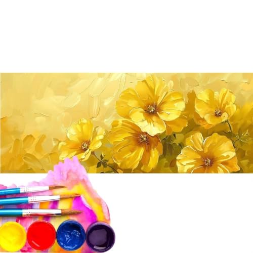 Malen Nach Zahlen Gelb Blume DIY Malen nach Zahlen für Erwachsene, DIY Öl Leinwand Gemälde Anfänger, Malen Nach Zahlen mit Pinseln und Acrylfarben, für Home Wall Décor (Rahmenlos) 60x120cm wk-500 von Cexeqee