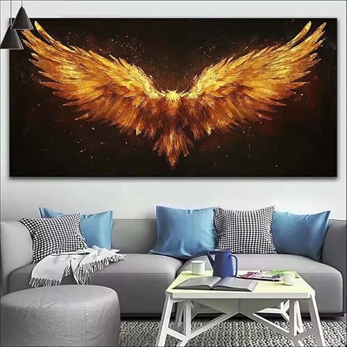 Malen Nach Zahlen Gold DIY Malen nach Zahlen Flügel für Erwachsene, DIY Öl Gemälde Anfänger für Kinder, DIY Malen Nach Zahlen mit Pinseln und Acrylfarben, für Wall Décor (Ohne Rahmen) 80x220cm V-532 von Cexeqee