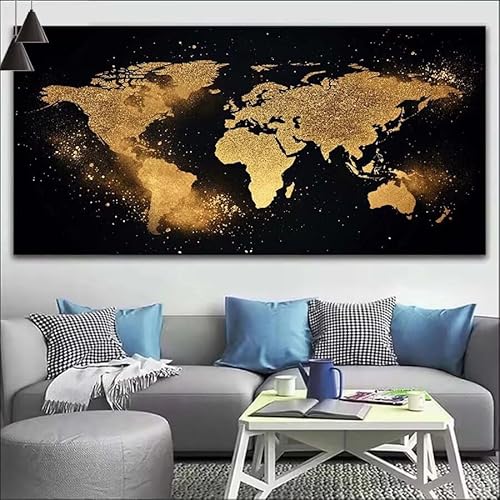 Malen Nach Zahlen Gold DIY Malen nach Zahlen Karte für Erwachsene, DIY Öl Gemälde Anfänger für Kinder, DIY Malen Nach Zahlen mit Pinseln und Acrylfarben, für Wall Décor (Ohne Rahmen) 50x125cm V-456 von Cexeqee