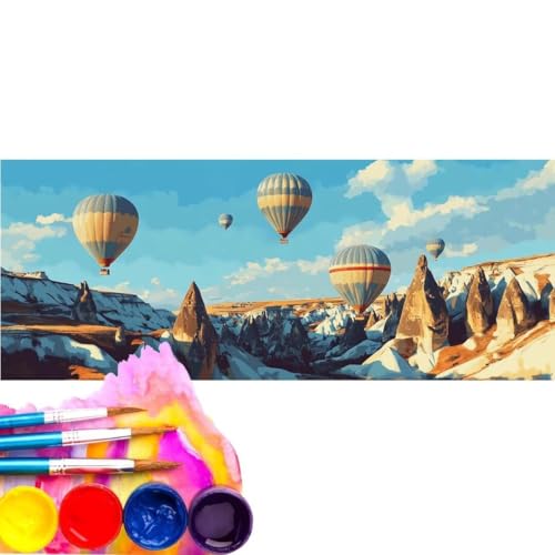 Malen Nach Zahlen Heißluftballon DIY Malen nach Zahlen für Erwachsene, DIY Öl Leinwand Gemälde Anfänger, DIY Malen Nach Zahlen mit Pinseln und Acrylfarben, für Home Décor (Rahmenlos) 100x200cm wk-186 von Cexeqee