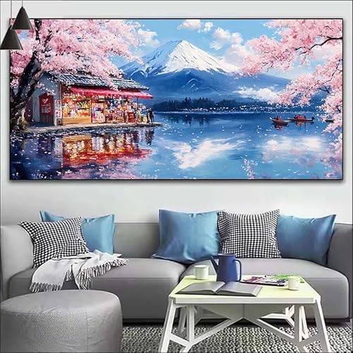 Malen Nach Zahlen Japan DIY Malen nach Zahlen Landschaft für Erwachsene,DIY Öl Leinwand Gemälde Anfänger,DIY Malen Nach Zahlen mit Pinseln und Acrylfarben,für Wall Décor (Ohne Rahmen) 90x260cm V-144 von Cexeqee