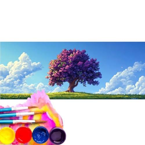 Malen Nach Zahlen Landschaft Baum DIY Malen nach Zahlen für Erwachsene, DIY Öl Leinwand Gemälde Anfänger, DIY Malen Nach Zahlen mit Pinseln und Acrylfarben, für Home Décor (Rahmenlos) 100x200cm wk-124 von Cexeqee