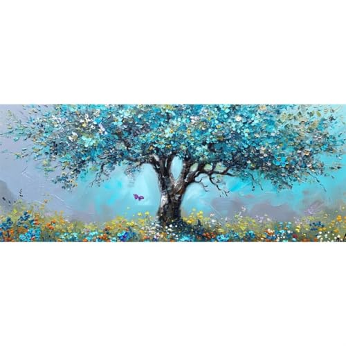 Malen Nach Zahlen Landschaft Baum DIY Malen nach Zahlen für Erwachsene, DIY Öl Leinwand Gemälde Anfänger,DIY Malen Nach Zahlen mit Pinseln und Acrylfarben, für Home Wall Décor (Ohne Rahmen) 90x260cm von Cexeqee