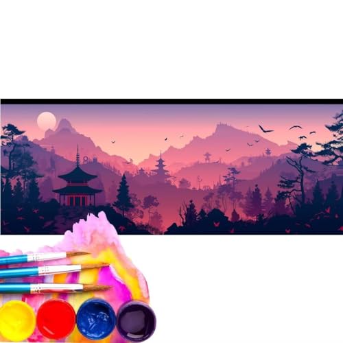 Malen Nach Zahlen Landschaft Wald DIY Malen nach Zahlen für Erwachsene, DIY Öl Leinwand Gemälde Anfänger, DIY Malen Nach Zahlen mit Pinseln und Acrylfarben, für Home Décor (Rahmenlos) 60x120cm wk-140 von Cexeqee