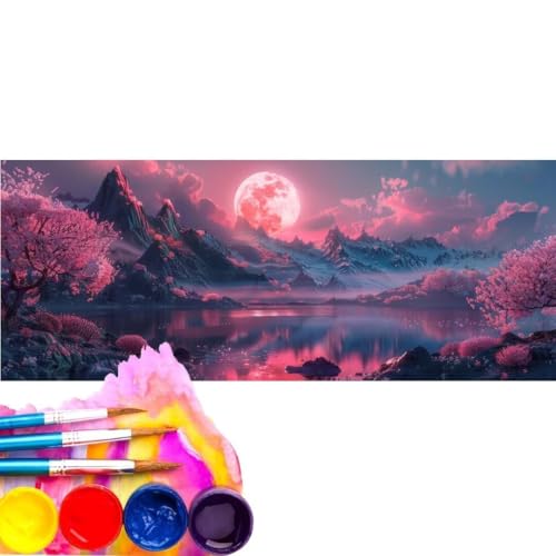 Malen Nach Zahlen Landschaft Wald DIY Malen nach Zahlen für Erwachsene, DIY Öl Leinwand Gemälde Anfänger, DIY Malen Nach Zahlen mit Pinseln und Acrylfarben, für Home Décor (Rahmenlos) 70x140cm wk-580 von Cexeqee