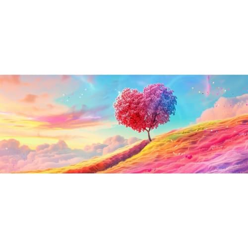 Malen Nach Zahlen Liebe Baum DIY Malen nach Zahlen für Erwachsene,DIY Öl Leinwand Gemälde Anfänger,Kinder,DIY Malen Nach Zahlen mit Pinseln und Acrylfarben,für Home Wall Décor (Ohne Rahmen) 80x220cm von Cexeqee