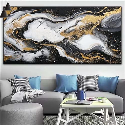 Malen Nach Zahlen Marmor DIY Malen nach Zahlen Traum für Erwachsene, DIY Öl Leinwand Gemälde Anfänger, DIY Malen Nach Zahlen mit Pinseln und Acrylfarben, für Wall Décor (Ohne Rahmen) 70x210cm V-549 von Cexeqee