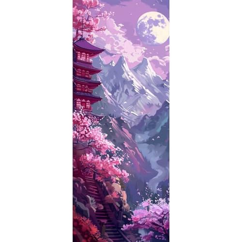 Malen Nach Zahlen Mond Landschaft DIY Malen nach Zahlen für Erwachsene, DIY Öl Leinwand Gemälde Anfänger,DIY Malen Nach Zahlen mit Pinseln und Acrylfarben, für Home Wall Décor (Ohne Rahmen) 50x125cm von Cexeqee