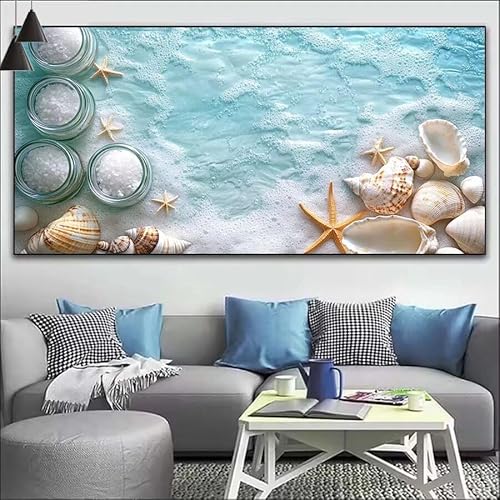 Malen Nach Zahlen Muscheln DIY Malen nach Zahlen Meer für Erwachsene, DIY Öl Leinwand Gemälde Anfänger, DIY Malen Nach Zahlen mit Pinseln und Acrylfarben, für Wall Décor (Ohne Rahmen) 90x260cm V-18 von Cexeqee