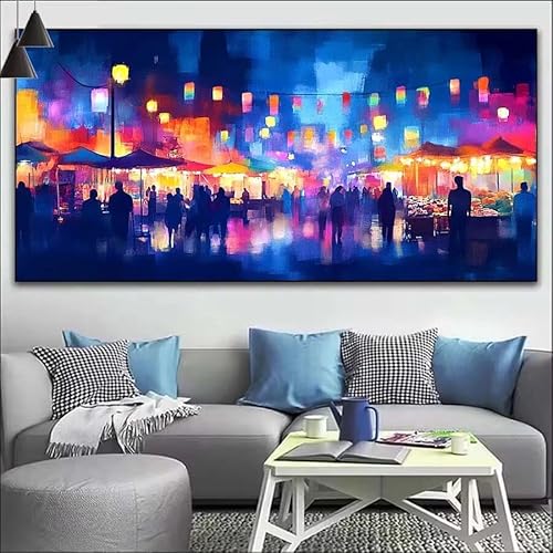 Malen Nach Zahlen Nachtansicht DIY Malen nach Zahlen Japan für Erwachsene,DIY Öl Leinwand Gemälde Anfänger,DIY Malen Nach Zahlen mit Pinseln und Acrylfarben,für Wall Décor (Ohne Rahmen) 80x220cm V-172 von Cexeqee