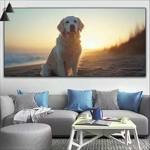 Malen Nach Zahlen Niedlich DIY Malen nach Zahlen Hund für Erwachsene, DIY Öl Leinwand Gemälde Anfänger, DIY Malen Nach Zahlen mit Pinseln und Acrylfarben, für Wall Décor (Ohne Rahmen) 90x260cm V-439 von Cexeqee