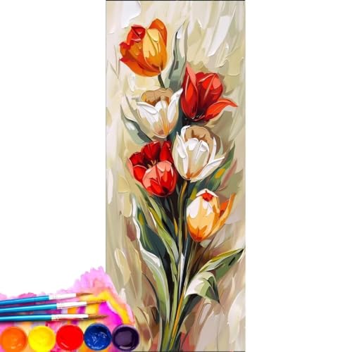 Malen Nach Zahlen Ölgemälde Blume DIY Malen nach Zahlen für Erwachsene, DIY Öl Leinwand Gemälde Anfänger, DIY Malen Nach Zahlen mit Pinseln und Acrylfarben, für Home Décor (Rahmenlos) 100x200cm wk-766 von Cexeqee