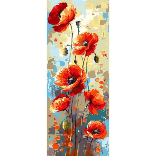 Malen Nach Zahlen Ölgemälde Blume DIY Malen nach Zahlen für Erwachsene, DIY Öl Leinwand Gemälde Anfänger,DIY Malen Nach Zahlen mit Pinseln und Acrylfarben, für Home Wall Décor (Ohne Rahmen) 70x210cm von Cexeqee