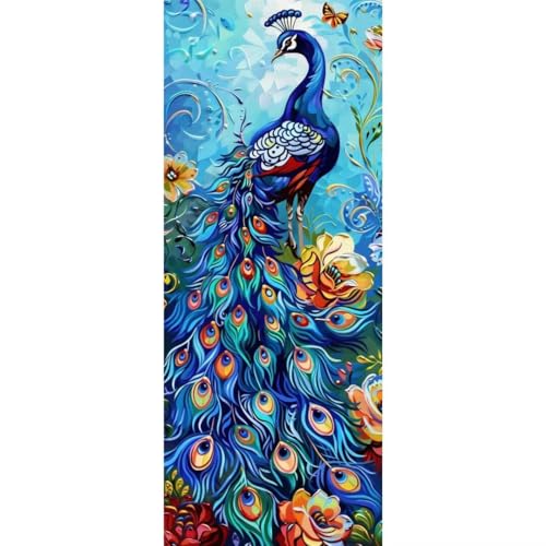 Malen Nach Zahlen Pfau Blume DIY Malen nach Zahlen für Erwachsene,DIY Öl Leinwand Gemälde Anfänger,Kinder,DIY Malen Nach Zahlen mit Pinseln und Acrylfarben,für Home Wall Décor (Ohne Rahmen) 50x125cm von Cexeqee