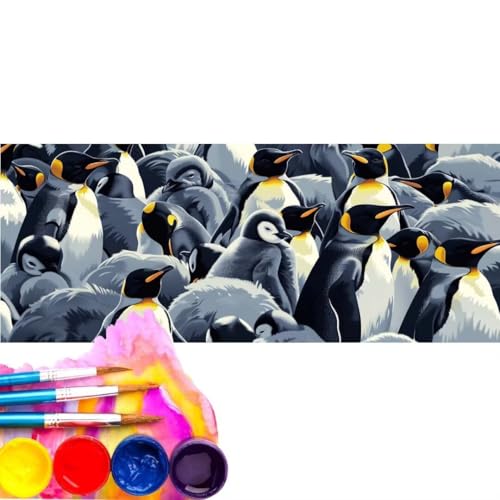 Malen Nach Zahlen Pinguin DIY Malen nach Zahlen für Erwachsene, DIY Öl Leinwand Gemälde Anfänger, DIY Malen Nach Zahlen mit Pinseln und Acrylfarben, für Home Wall Décor (Rahmenlos) 70x140cm wk-126 von Cexeqee