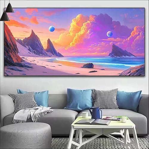 Malen Nach Zahlen Planet DIY Malen nach Zahlen Meer für Erwachsene, DIY Öl Gemälde Anfänger für Kinder, DIY Malen Nach Zahlen mit Pinseln und Acrylfarben, für Wall Décor (Ohne Rahmen) 80x220cm V-161 von Cexeqee