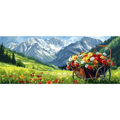 Malen Nach Zahlen Prärie Blume DIY Malen nach Zahlen für Erwachsene, DIY Öl Leinwand Gemälde Anfänger, Kinder, DIY Malen Nach Zahlen mit Pinseln und Acrylfarben, für Home Décor (Ohne Rahmen) 60x180cm von Cexeqee