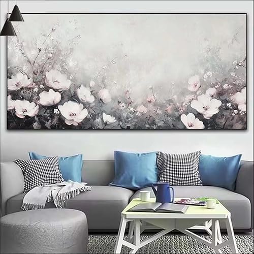 Malen Nach Zahlen Rosa DIY Malen nach Zahlen Blume für Erwachsene, DIY Öl Gemälde Anfänger für Kinder, DIY Malen Nach Zahlen mit Pinseln und Acrylfarben, für Wall Décor (Ohne Rahmen) 80x220cm V-207 von Cexeqee