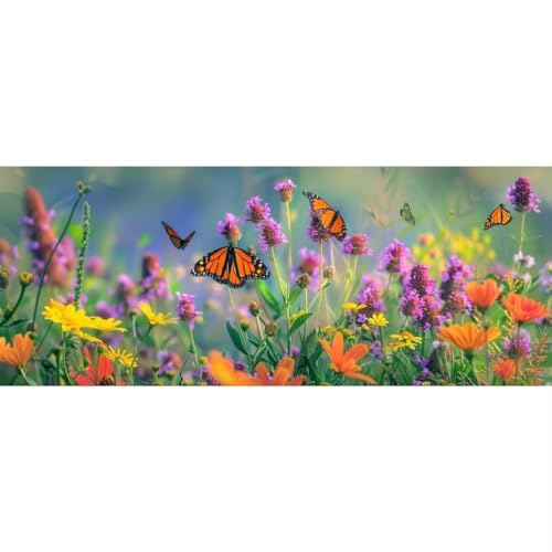 Malen Nach Zahlen Schmetterling Blume DIY Malen nach Zahlen für Erwachsene,DIY Öl Leinwand Gemälde Anfänger,DIY Malen Nach Zahlen mit Pinseln und Acrylfarben,für Home Wall Décor (Ohne Rahmen) 80x220cm von Cexeqee