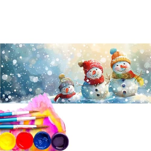 Malen Nach Zahlen Schneemann DIY Malen nach Zahlen für Erwachsene, DIY Öl Leinwand Gemälde Anfänger, Malen Nach Zahlen mit Pinseln und Acrylfarben, für Home Wall Décor (Rahmenlos) 60x120cm wk-128 von Cexeqee