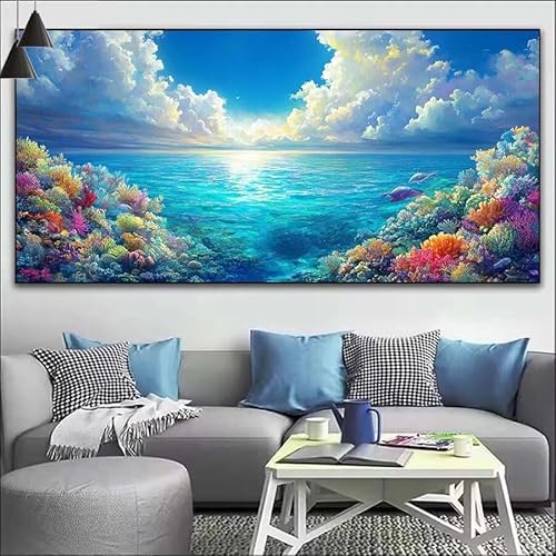 Malen Nach Zahlen See DIY Malen nach Zahlen Blume für Erwachsene, DIY Öl Gemälde Anfänger für Kinder, DIY Malen Nach Zahlen mit Pinseln und Acrylfarben, für Wall Décor (Ohne Rahmen) 80x220cm V-169 von Cexeqee