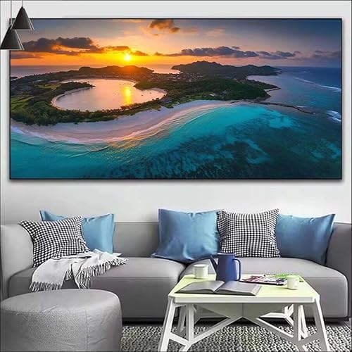 Malen Nach Zahlen See DIY Malen nach Zahlen Landschaft für Erwachsene, DIY Öl Leinwand Gemälde Anfänger, DIY Malen Nach Zahlen mit Pinseln und Acrylfarben, für Wall Décor (Ohne Rahmen) 70x210cm V-399 von Cexeqee