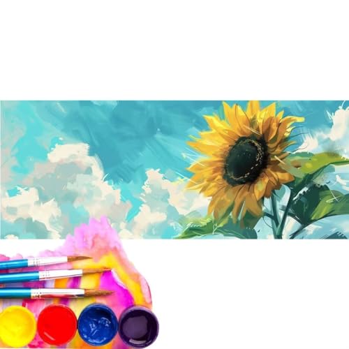 Malen Nach Zahlen Sonnenblume DIY Malen nach Zahlen für Erwachsene, DIY Öl Leinwand Gemälde Anfänger, DIY Malen Nach Zahlen mit Pinseln und Acrylfarben, für Home Wall Décor (Rahmenlos) 60x120cm wk-172 von Cexeqee