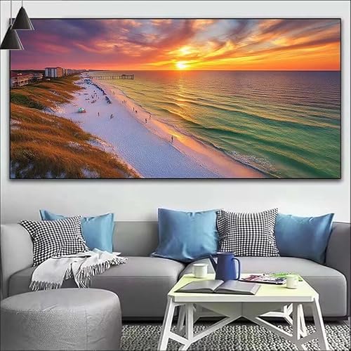 Malen Nach Zahlen Sonnenuntergang DIY Malen nach Zahlen Landschaft für Erwachsene,DIY Öl Gemälde Anfänger,DIY Malen Nach Zahlen mit Pinseln und Acrylfarben,für Wall Décor (Ohne Rahmen) 80x220cm V-158 von Cexeqee