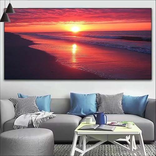 Malen Nach Zahlen Sonnenuntergang DIY Malen nach Zahlen Landschaft für Erwachsene,DIY Öl Gemälde Anfänger,DIY Malen Nach Zahlen mit Pinseln und Acrylfarben,für Wall Décor (Ohne Rahmen) 80x220cm V-154 von Cexeqee