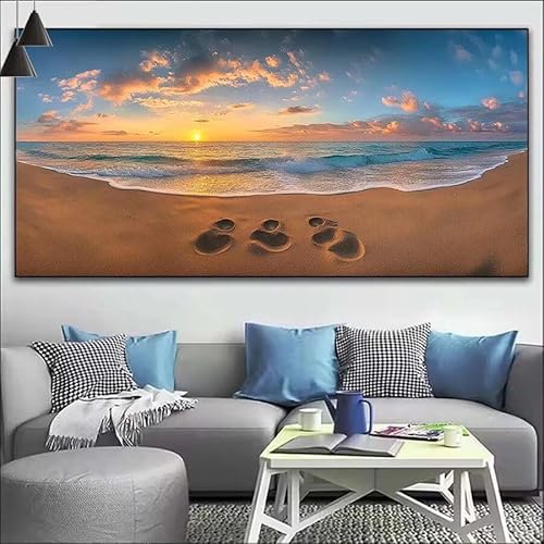 Malen Nach Zahlen Sonnenuntergang DIY Malen nach Zahlen Strand für Erwachsene, DIY Öl Gemälde Anfänger, DIY Malen Nach Zahlen mit Pinseln und Acrylfarben, für Wall Décor (Ohne Rahmen) 80x220cm V-537 von Cexeqee