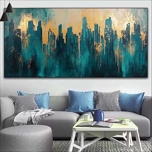 Malen Nach Zahlen Stadt DIY Malen nach Zahlen Abstrakt für Erwachsene, DIY Öl Leinwand Gemälde Anfänger, DIY Malen Nach Zahlen mit Pinseln und Acrylfarben, für Wall Décor (Ohne Rahmen) 80x220cm V-487 von Cexeqee