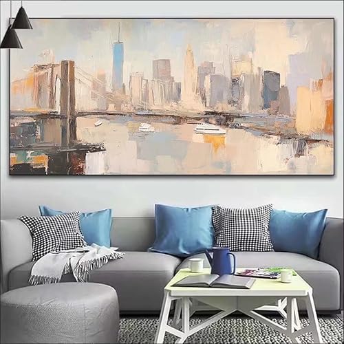 Malen Nach Zahlen Stadt DIY Malen nach Zahlen Landschaft für Erwachsene,DIY Öl Leinwand Gemälde Anfänger,DIY Malen Nach Zahlen mit Pinseln und Acrylfarben,für Wall Décor (Ohne Rahmen) 80x220cm V-180 von Cexeqee