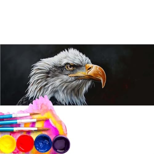 Malen Nach Zahlen Tier Adler DIY Malen nach Zahlen für Erwachsene, DIY Öl Leinwand Gemälde Anfänger für Kinder, Malen Nach Zahlen mit Pinseln und Acrylfarben, für Home Décor (Rahmenlos) 20x60cm wk-36 von Cexeqee