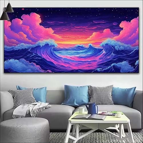 Malen Nach Zahlen Traum DIY Malen nach Zahlen Wolken für Erwachsene, DIY Öl Leinwand Gemälde Anfänger, DIY Malen Nach Zahlen mit Pinseln und Acrylfarben, für Wall Décor (Ohne Rahmen) 90x260cm V-192 von Cexeqee